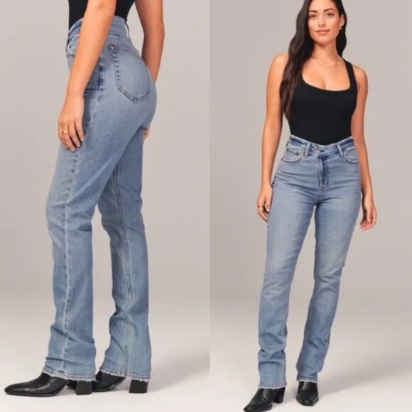 NWT Abercrombie & Fitch Ultra High Rise 90s Slimt Straight Jeans- X short Length - Picture 1 of 8